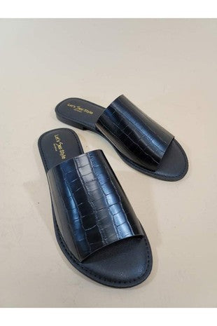 OPEN TOE CASUAL SANDALS BLACK CROCO