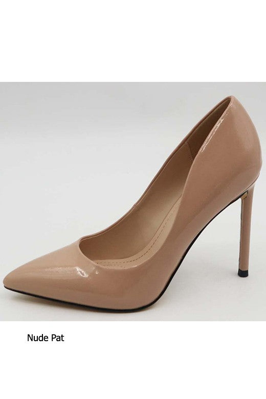 Black Patent Leatherette Pointed Toe Pumps